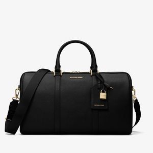 Women's Black Jet Set Travel Large Leather Weekender